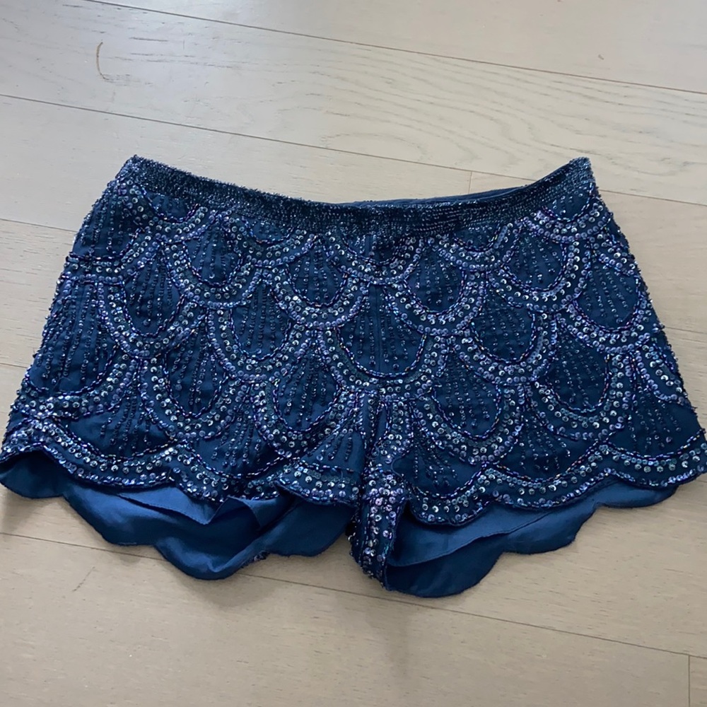 Basic black label sequined shorts blue